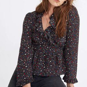 Madewell Silk Wrap Top in Starry Night (XXS)